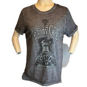 OHNNY CASH SUN RECORD COMPANY BURNOUT BAND TEE T-SHIRT GRAY NWOT SZ L